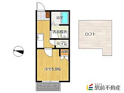 コーポ倉重 1Kの間取図画像