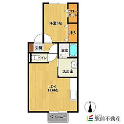 シャトレ夢咲 1LDKの間取図画像