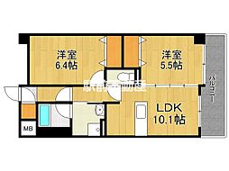 モンヴィラージュ佐賀駅前 2LDKの間取図画像