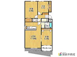 CHANTE大財 3LDKの間取図画像