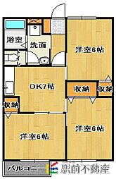 パディービレッジ鶴田A 3DKの間取図画像