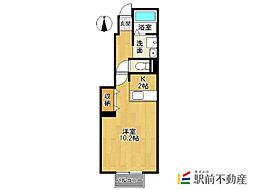 アヴェニールB 1Kの間取図画像