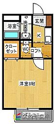 メロウ開成 1Kの間取図画像