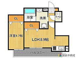 サムティ佐賀駅前Serena 1LDKの間取図画像