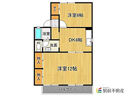 ファミール中の館C 2DKの間取図画像