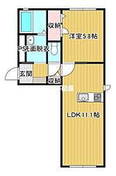 アルビコッカ大川 1LDKの間取図画像