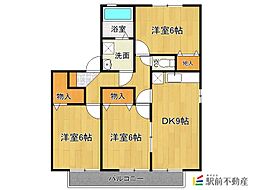 カーサ壱番館 3DKの間取図画像