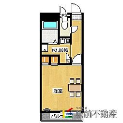 レオパレス駅西 1Kの間取図画像