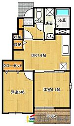 サマーガルデン 2DKの間取図画像