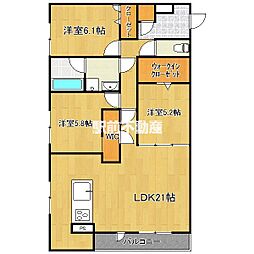 クインス ベル 3LDKの間取図画像