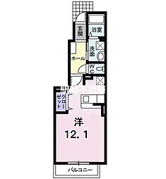 シャンイリーデB ワンルームの間取図画像