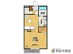 ジュシサンハウス巨勢 ワンルームの間取図画像