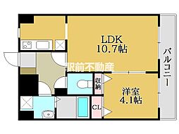 THERESIDENCEPARK佐賀駅南2 1LDKの間取図画像