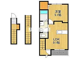デュルセ大財 1LDKの間取図画像