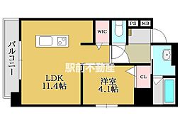PLUMERIA駅南 1LDKの間取図画像