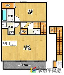 コスモスサンライトA 1LDKの間取図画像