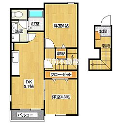 ラフィネB 2DKの間取図画像