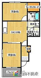プラシード1 2DKの間取図画像