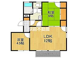 ル・フェール多布施C 2LDKの間取図画像