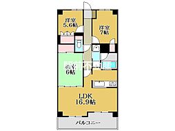 サーパス大財第2 3LDKの間取図画像