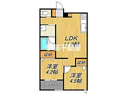 Giada 2LDKの間取図画像