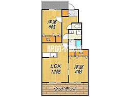アパートメント吉野ヶ里 2LDKの間取図画像