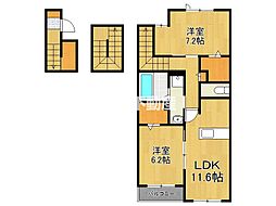 サイドコート多布施 2LDKの間取図画像