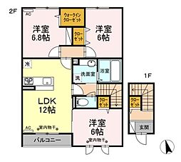 シェーンベルク 3LDKの間取図画像