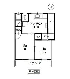 コーポはなやしき 2Kの間取図画像