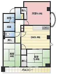 ホリホックイン和田 3DKの間取図画像