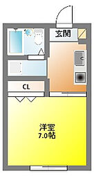 アーバンシティ三島 1Kの間取図画像