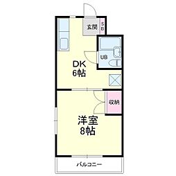 マンション昴A 1DKの間取図画像