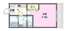 クレフラスト新津町 1Kの間取図画像