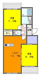 グレイス並木 2LDKの間取図画像