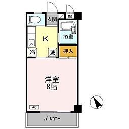 棒屋第2城北ハイツ 1Kの間取図画像