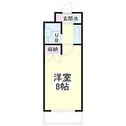 中沢シティハイツガーデン 1Kの間取図画像