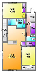 リンボックF 2LDKの間取図画像
