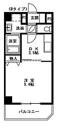グレイス第8マンション 1DKの間取図画像