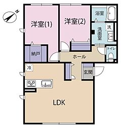 浜松市中央区三方原町アパート 2LDKの間取図画像