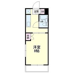 プリシティー幸 1DKの間取図画像