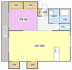 カトレア 1LDKの間取図画像