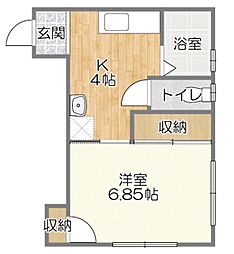 コーポラスKODAMA 1Kの間取図画像