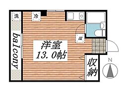 コーポプチ3 ワンルームの間取図画像
