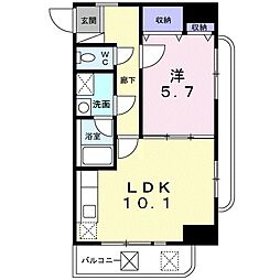 アズ・ビオス元城 1LDKの間取図画像