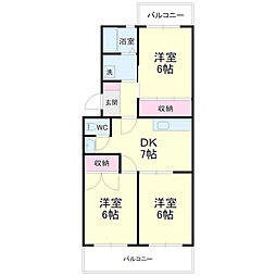 ウィンディホクエン 3DKの間取図画像