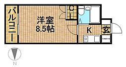 中沢シティハイツガーデン 1Kの間取図画像