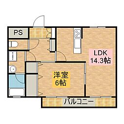 カーサドマーニ 1LDKの間取図画像