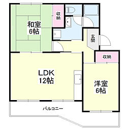 コーポ林 2LDKの間取図画像