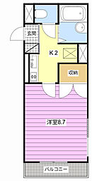 エルム元城 1Kの間取図画像
