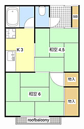 三方原グリーンハイツD 2Kの間取図画像